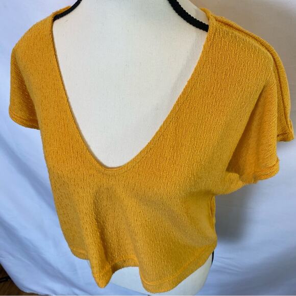 Free People Beach Carefree Crop Top Tee Women’s Size Small Knit Boxy Orange - Picture 4 of 11